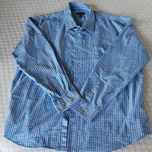 Van Heusen Blue Checked Long-Sleeve Dress Shirt